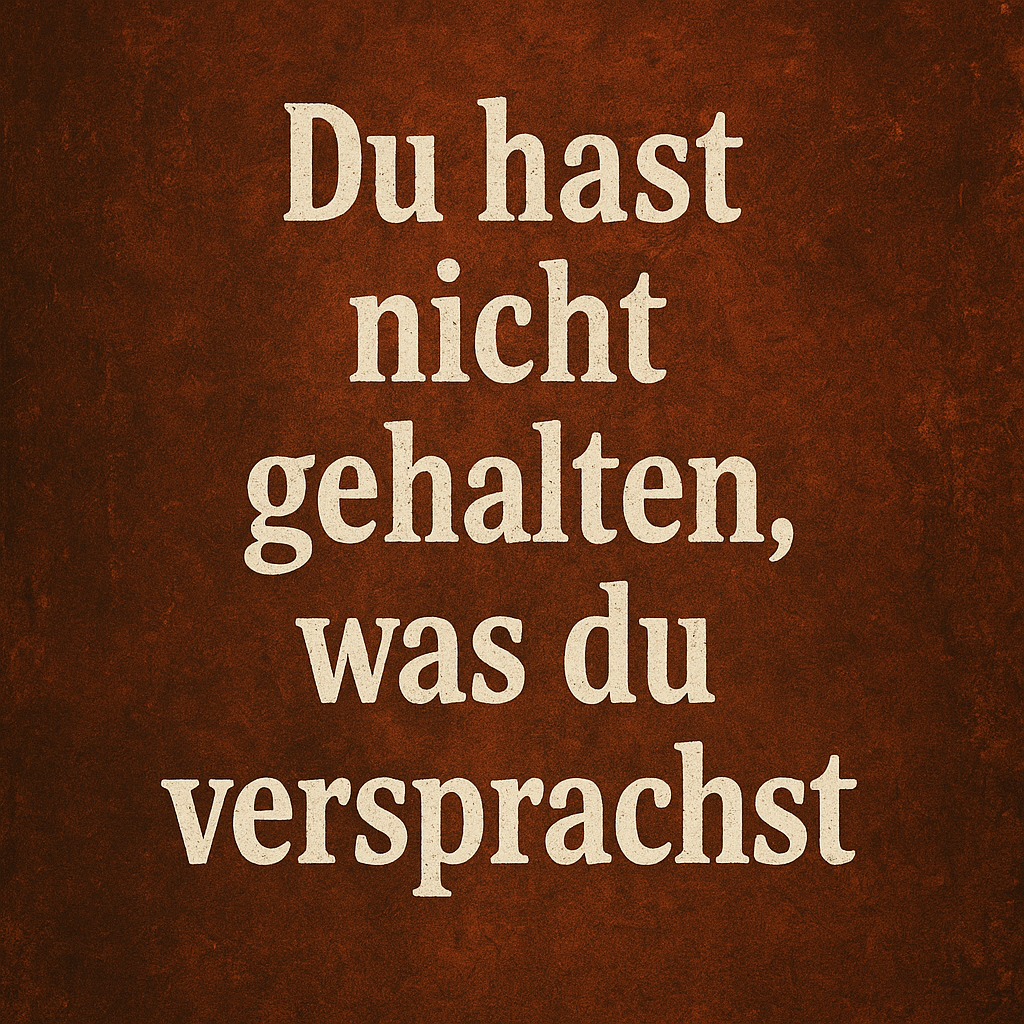 Du hast nicht gehalten was Du versprichst